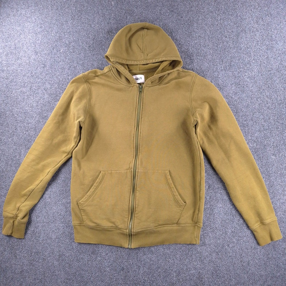 Pact Mens Organic Cotton Full Zip Hoodie Mustard Yellow Size Medium M